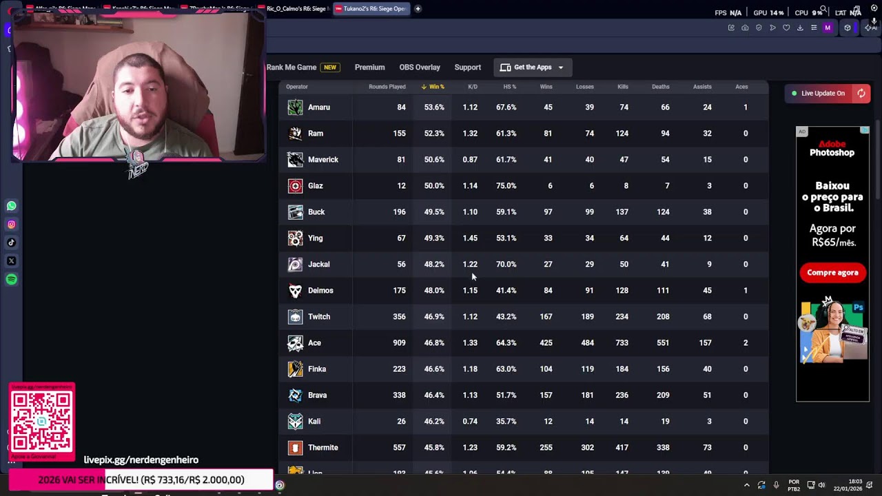 LIVE 🔴 RANKED NO R6 TA QUENTE! 🔴 Live 4K