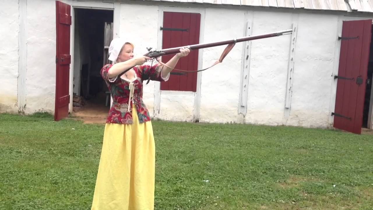 My girlfriend shooting a French 1728 infantry musket