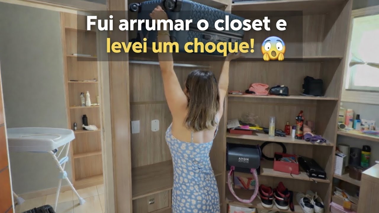 Rotina real: organizando o closet (e um susto no meio!) levei um choque 