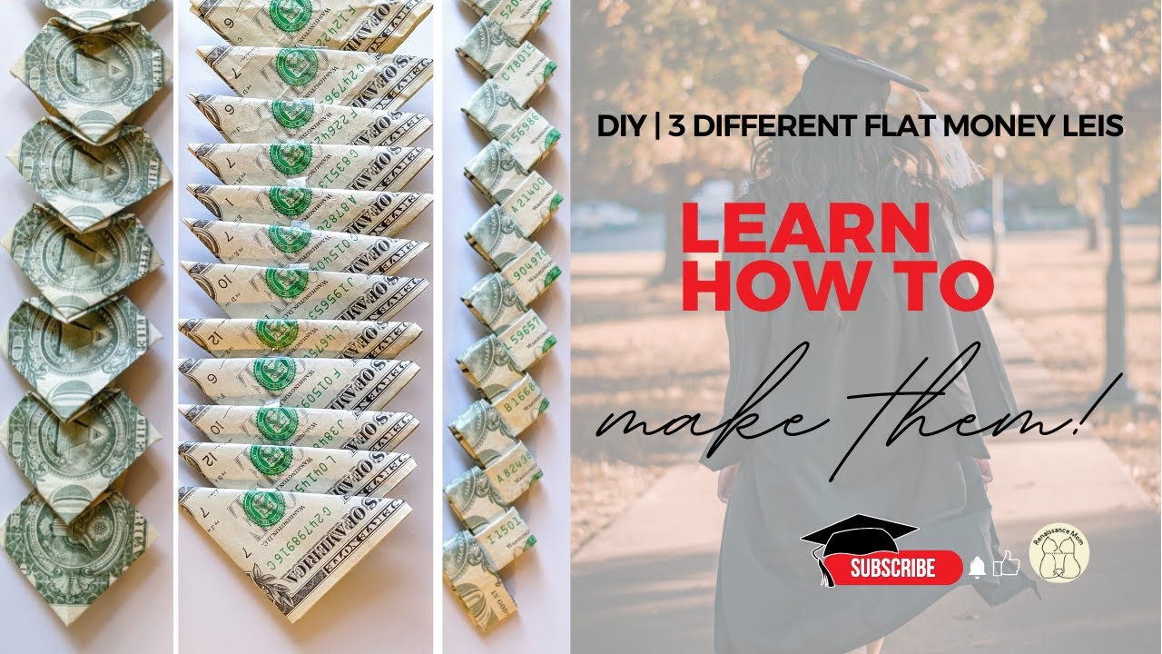 DIY | 3 Different Flat Graduation Money Leis | New Flat Chain Style Leis | Easy Graduation Cords
