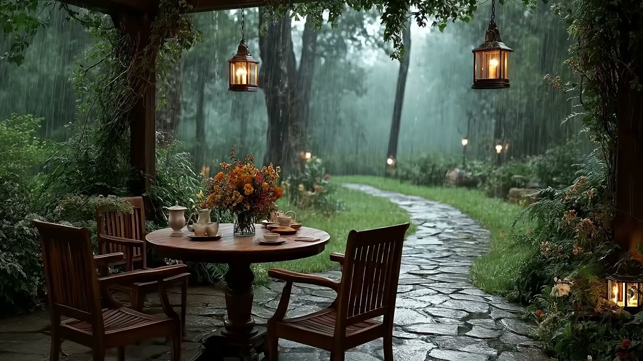 📖 Tea Garden Study | Calm Rain Sounds & Quiet Nature (3 Hours) | Deep Focus Meditation Healing Sleep