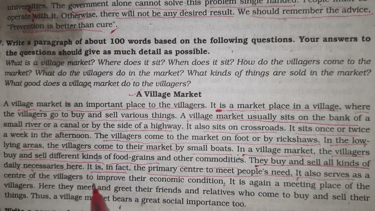 A village market paragraph