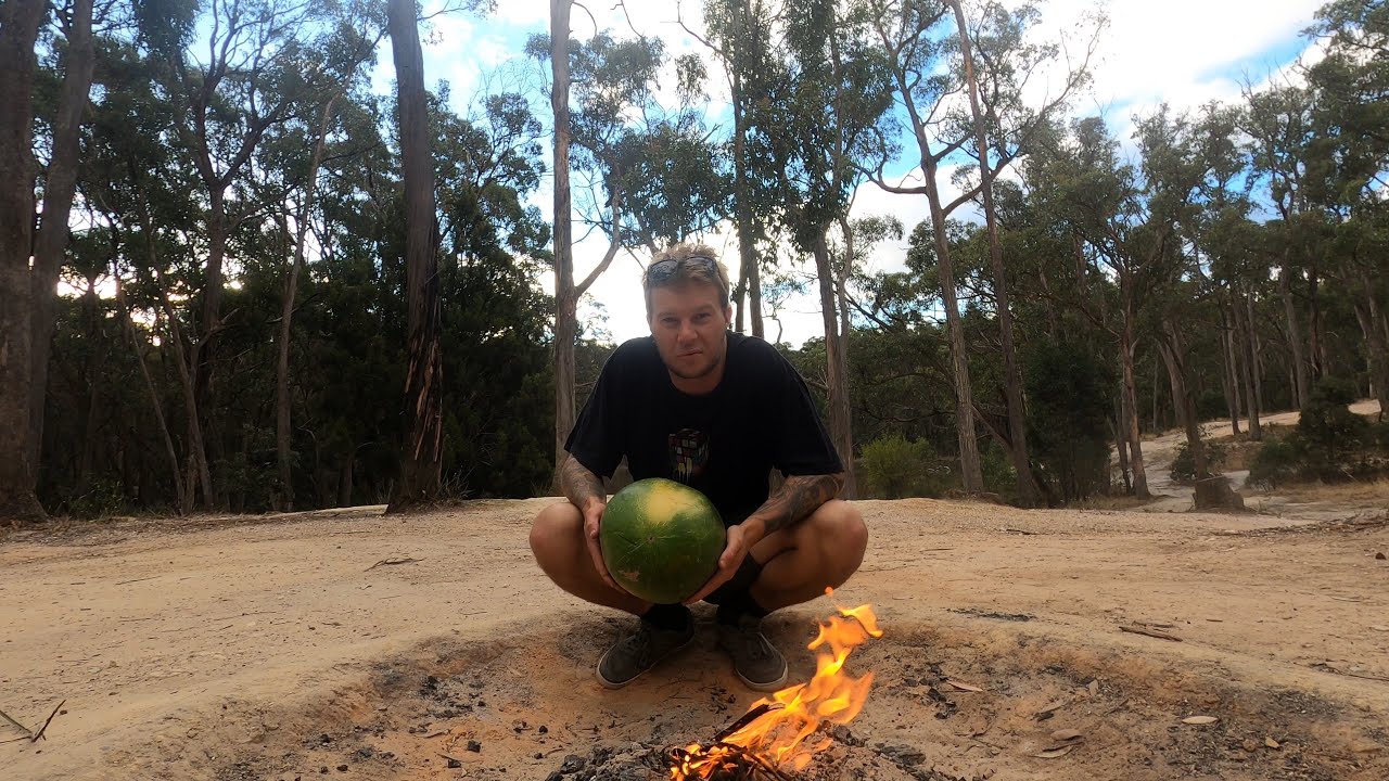 COOKING Hotdogs Inside of a WATERMELON on a CAMPFIRE | Ep.26