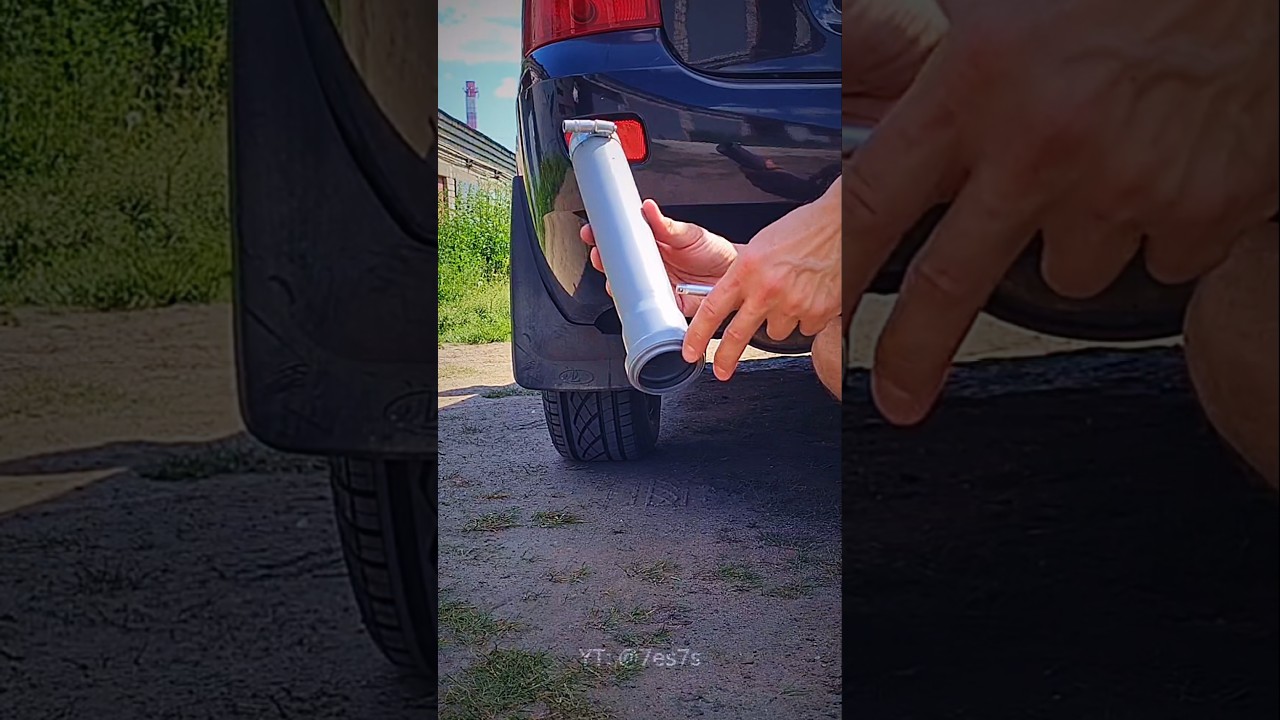 The incredibly long exhaust pipe Does it sound like a sports car!? #car #testing #exhaust