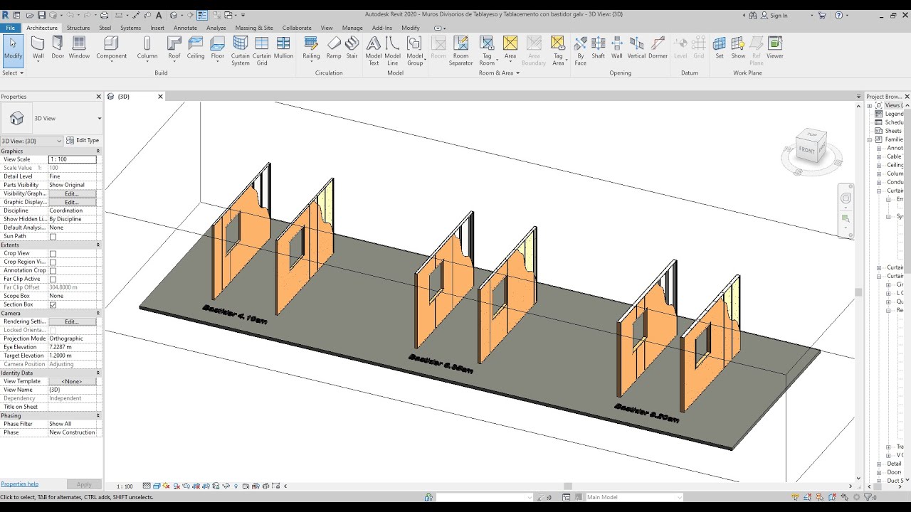 Muros Divisorios de Tablayeso y Tablacemento con bastidor galvanizado en Revit
