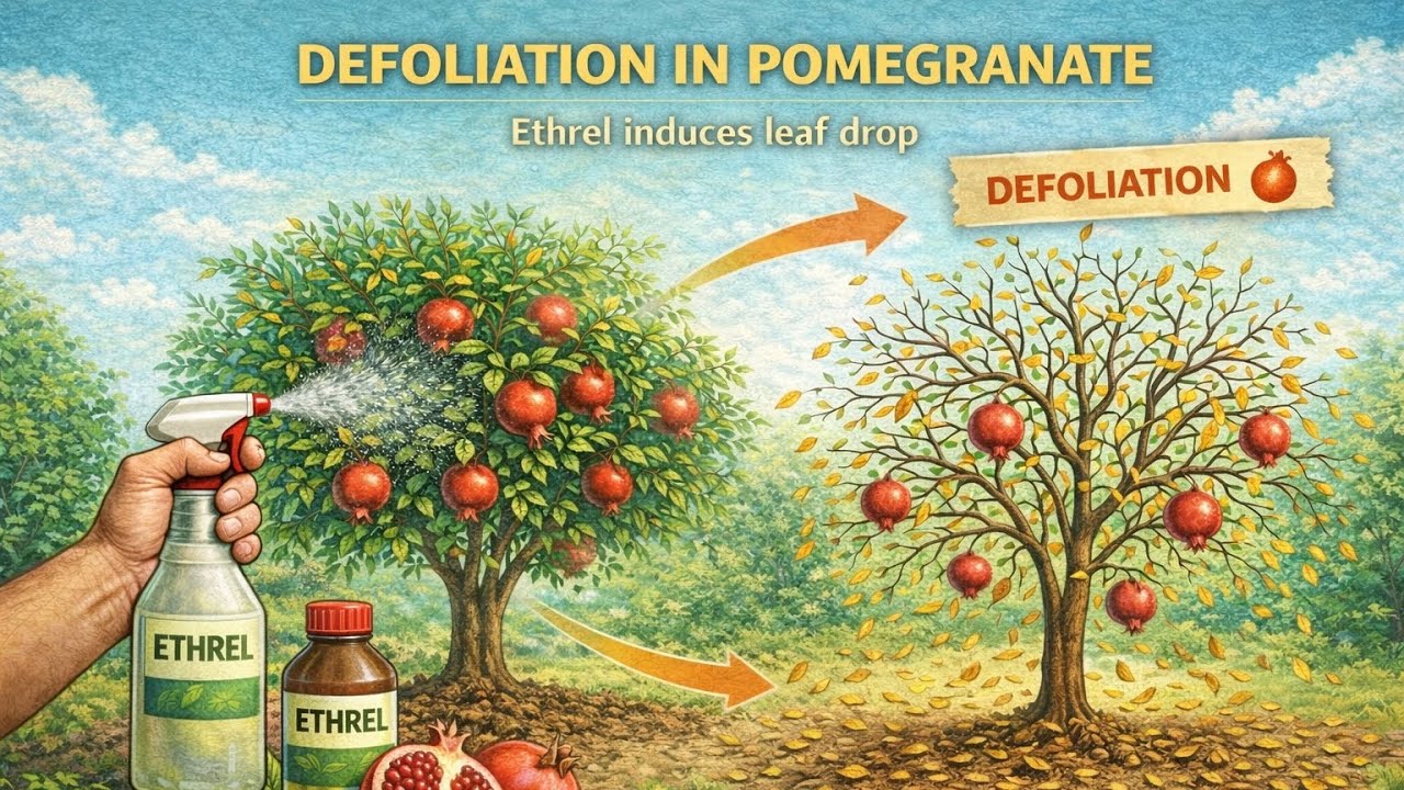 ದಾಳಿಂಬೆಯಲ್ಲಿ  ಇತ್ರೆಲ್ ಉಪಯೋಗ , ethrel uses in pomogrenate 