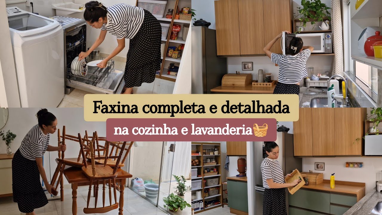 FAXINA COMPLETA NA COZINHA, lavanderia e despensa🧺🫧-Tirei tudo de dentro para limpar e organizar✨️