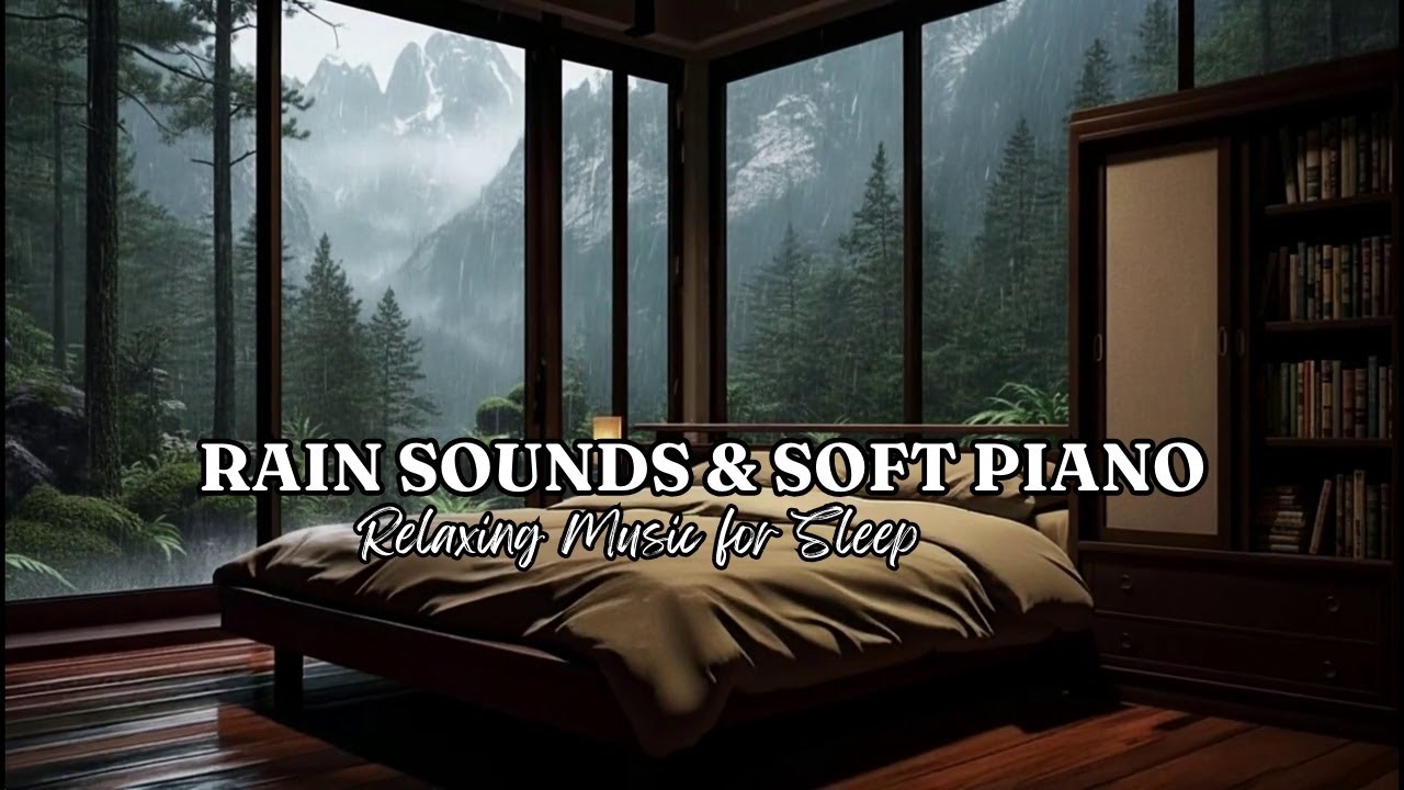 Feel The Rain Falling Outside the Window inside the Bedroom 🌿 Soothing Piano Music & Rain Sounds