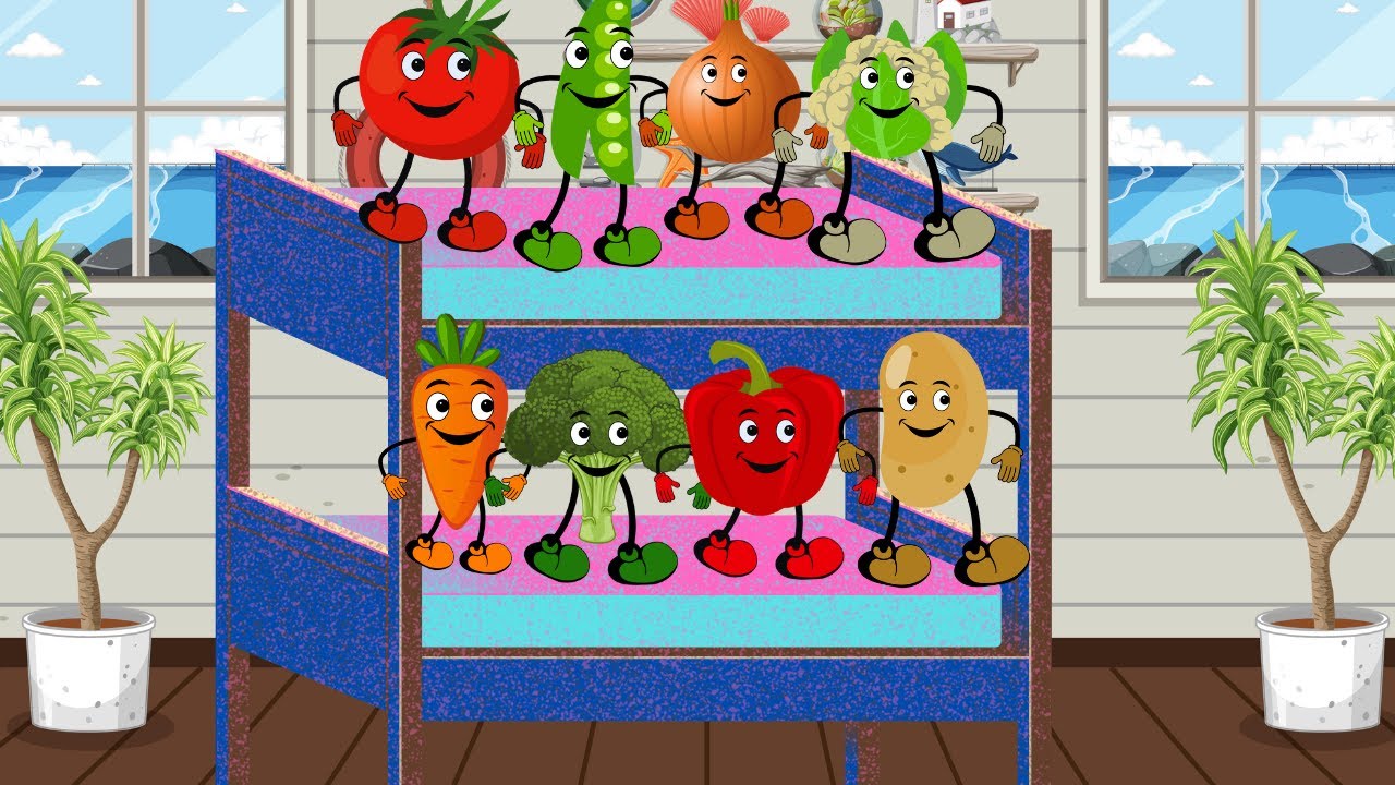 Ten little vegetables jumping on the bed | Ten In The Bed | Nursery Rhymes & Kids Songs