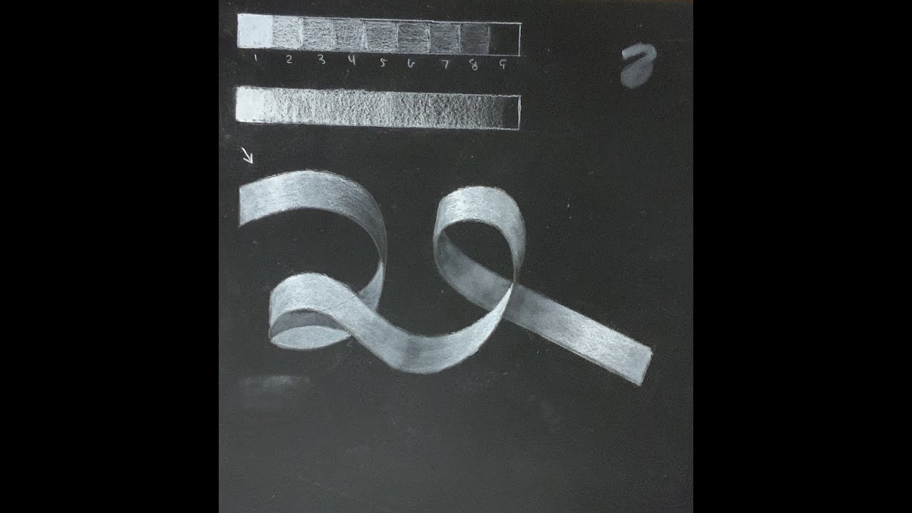 WHITE CHARCOAL #3- Ribbon drawing
