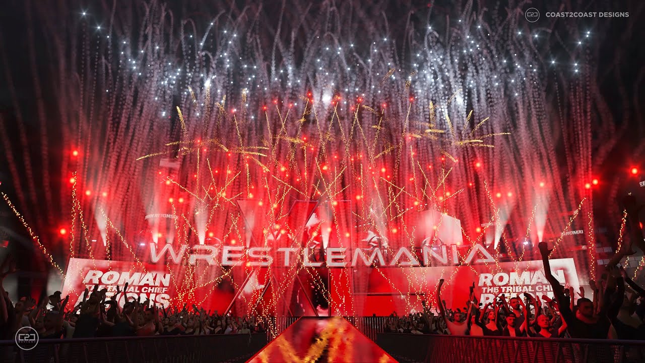 WWE WrestleMania XL (40) Stage Reveal Part 2: Roman Reigns Tribal Chief Entrance & Pyro Animation
