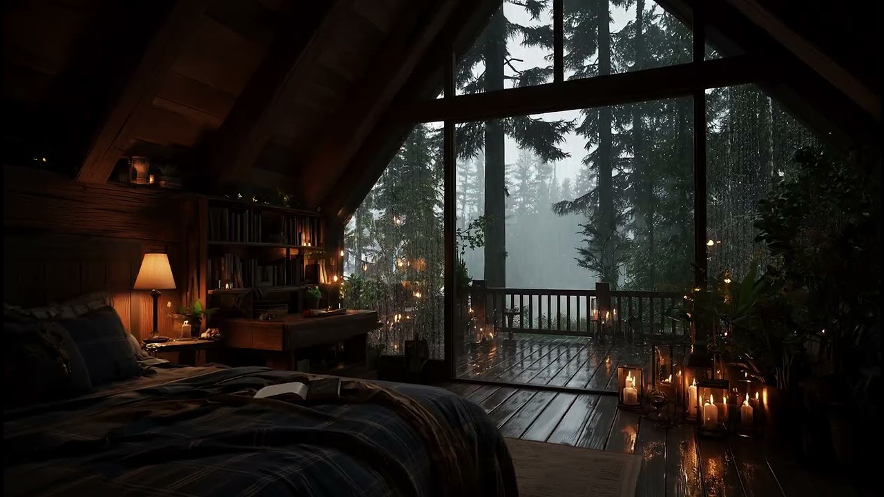 Уютная спальня в дождливом лесу 🌲 | Откройте окно и погрузитесь в спокойный сон