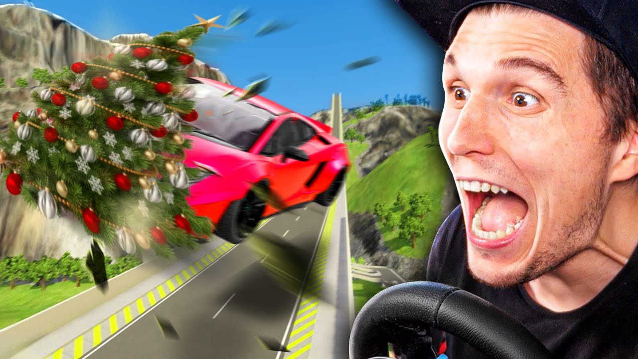 Was passiert wenn man mit 300kmh gegen einen Weihnachtsbaum f&auml;hrt? | BeamNG