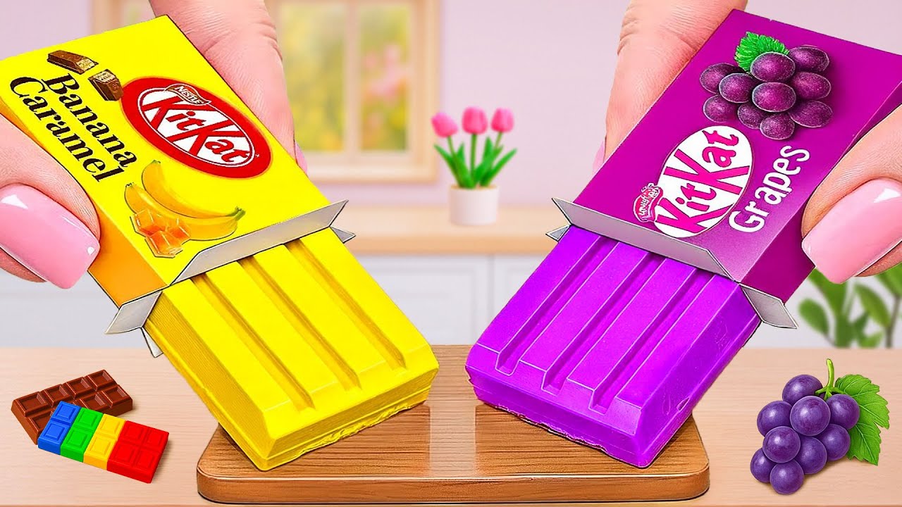 🍌Satisfying With Mini Banana KitKat vs Grapes Kitkat🍇ミニバナナキットカット vs グレープキットカット✨Tiny Tammy