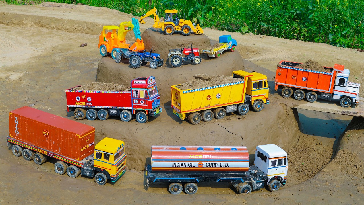 Bharatbenz Truck Tata Dumper Mini tractor parking video | jcb video | jcb tractor cartoon | CSM TOYS