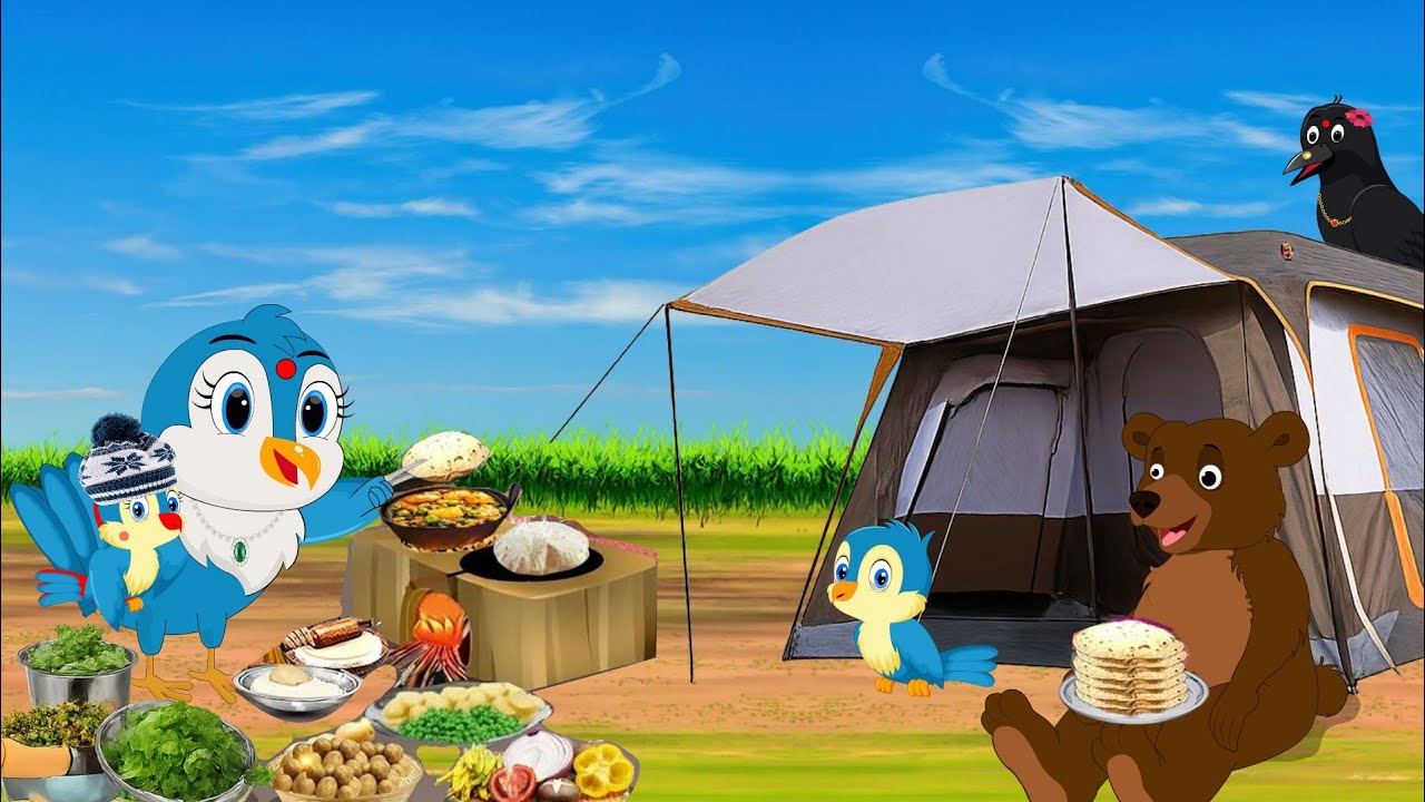 चिड़िया और भालू टेंट घर| Chidiya Wala Cartoon | bird Cartoon | Hindi kahaniya | moral stories 
