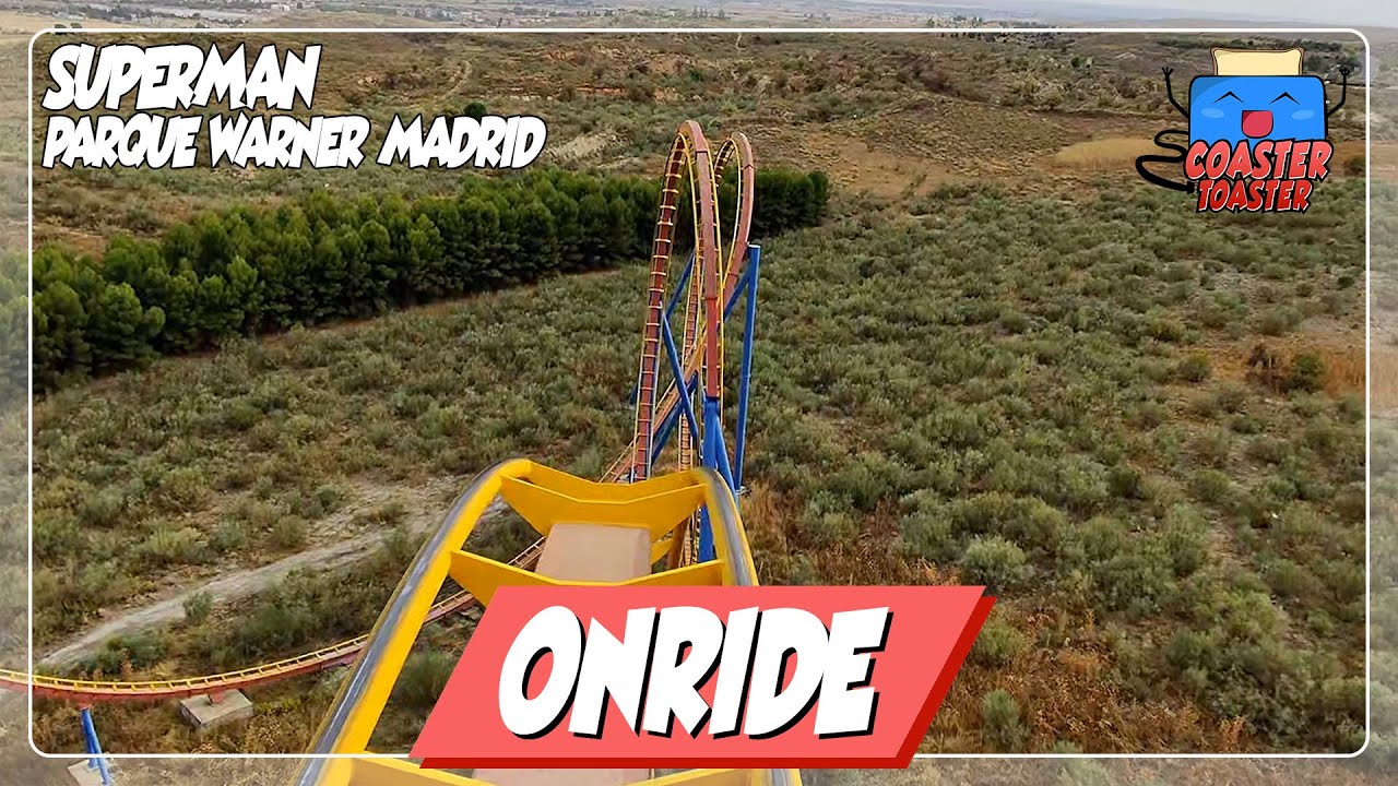 Superman la Atracción de Acero - Parque Warner Madrid - Sehr guter B&M Floorless Coaster | POV