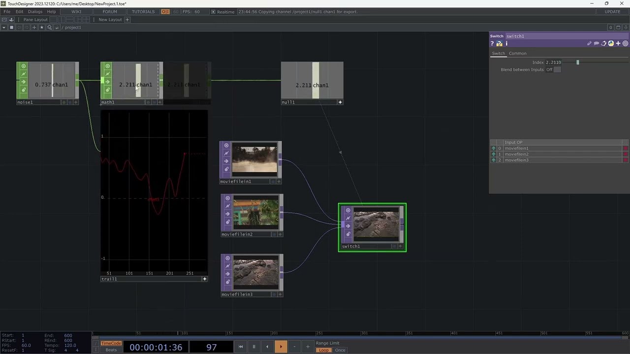 Переключение между источниками видео/аудио в TouchDesigner