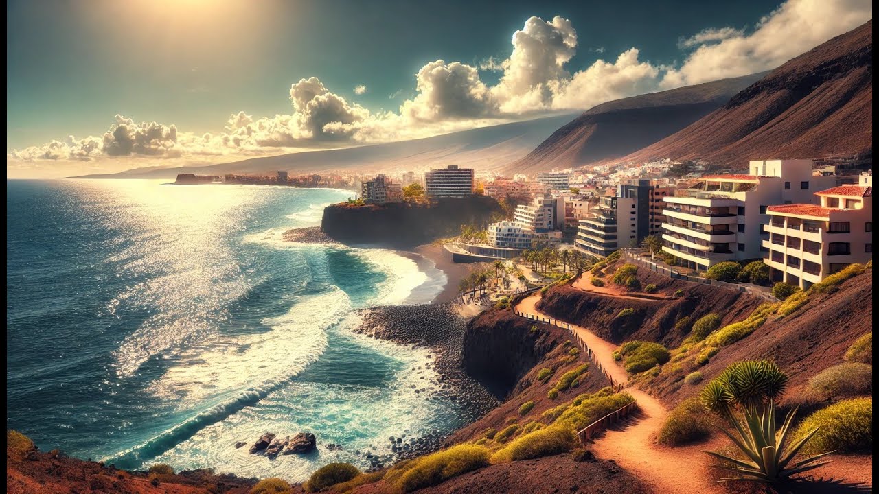 Tabaiba, Tenerife - Nice landscape with the Atlantic Ocean and the sound of the waves