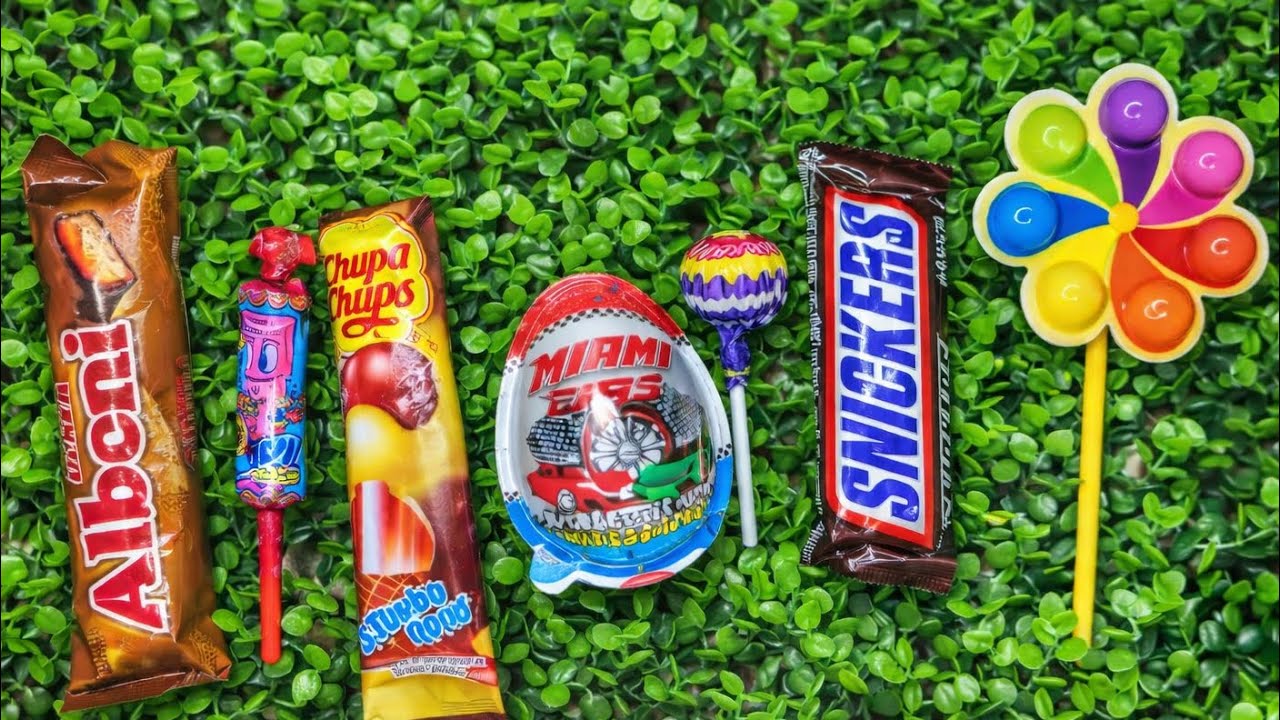 ASMR Most Popular Candys / some lots of colorful rainbow lollipop candy / unpacking chocolate eat