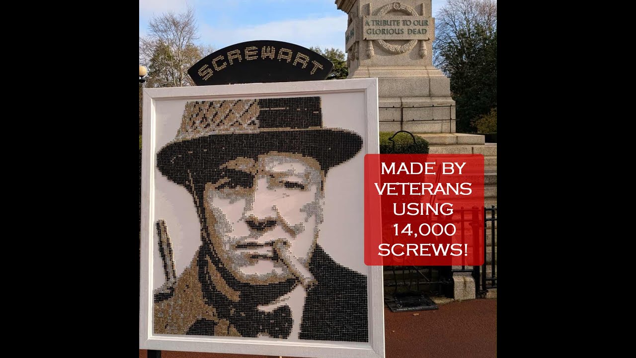 Remembrance Screw Art Winston Churchill / Unknown Soldier made by Veterans - M83 Outro