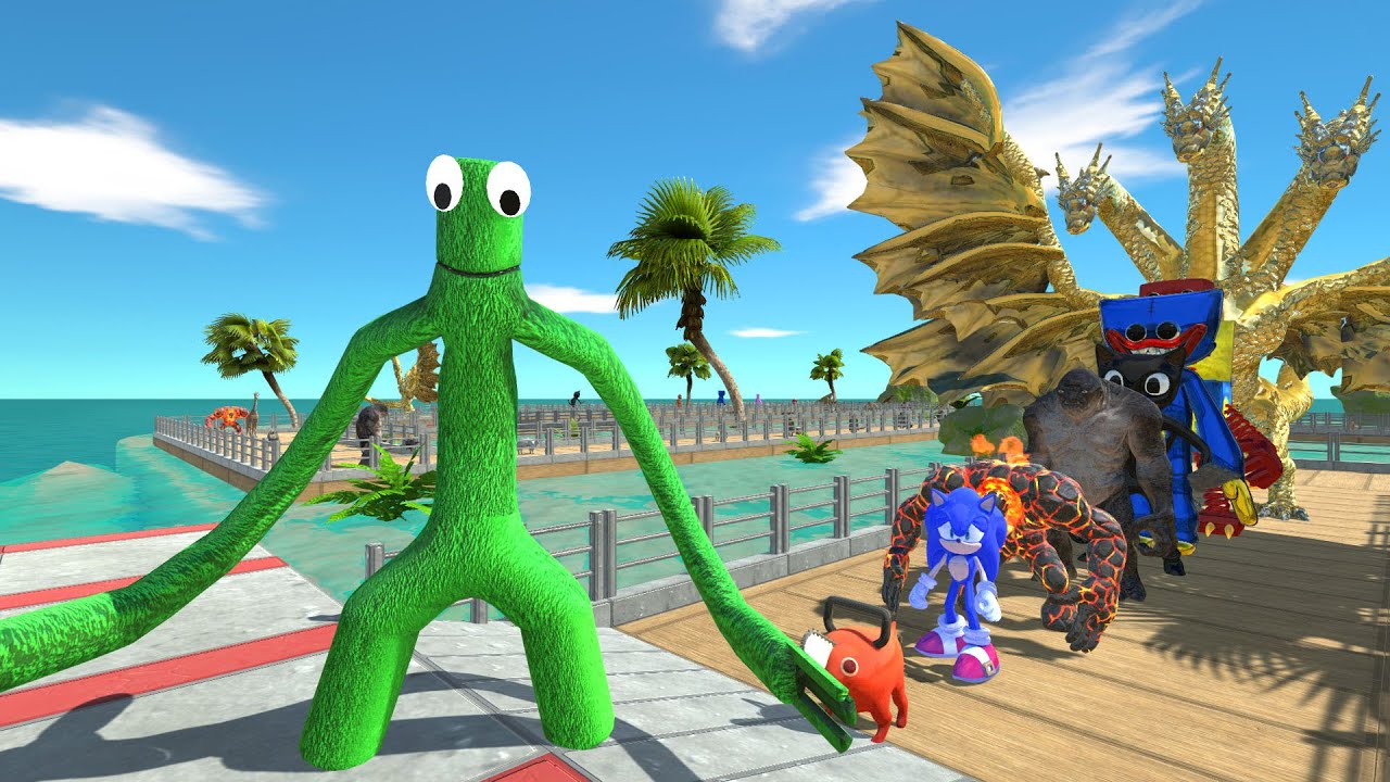 Rainbow Friends Green Fight Boxy Boo OASIS DEATH RUN - Animal Revolt Battle Simulator