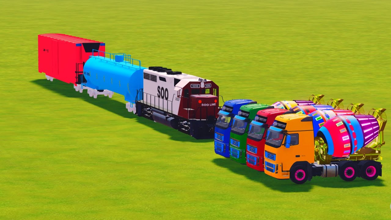 Garage with Colors - ALL MIXER TRUCK WITH FLATBED TRAILER TRUCK, DAF, GMC, VOLVO, SCANIA, HONDA