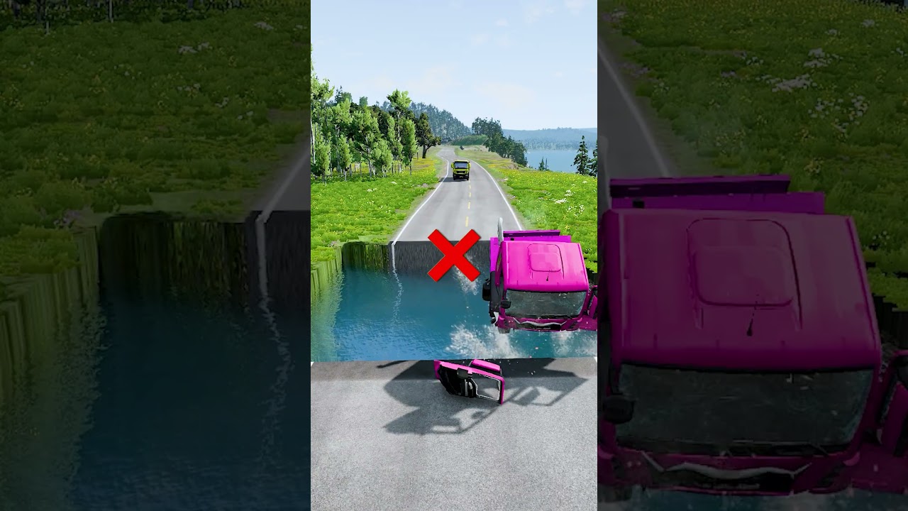 Dump trucks passing water pit #89 | #waterpit #beamnglive #dumptruck  #monstertruck