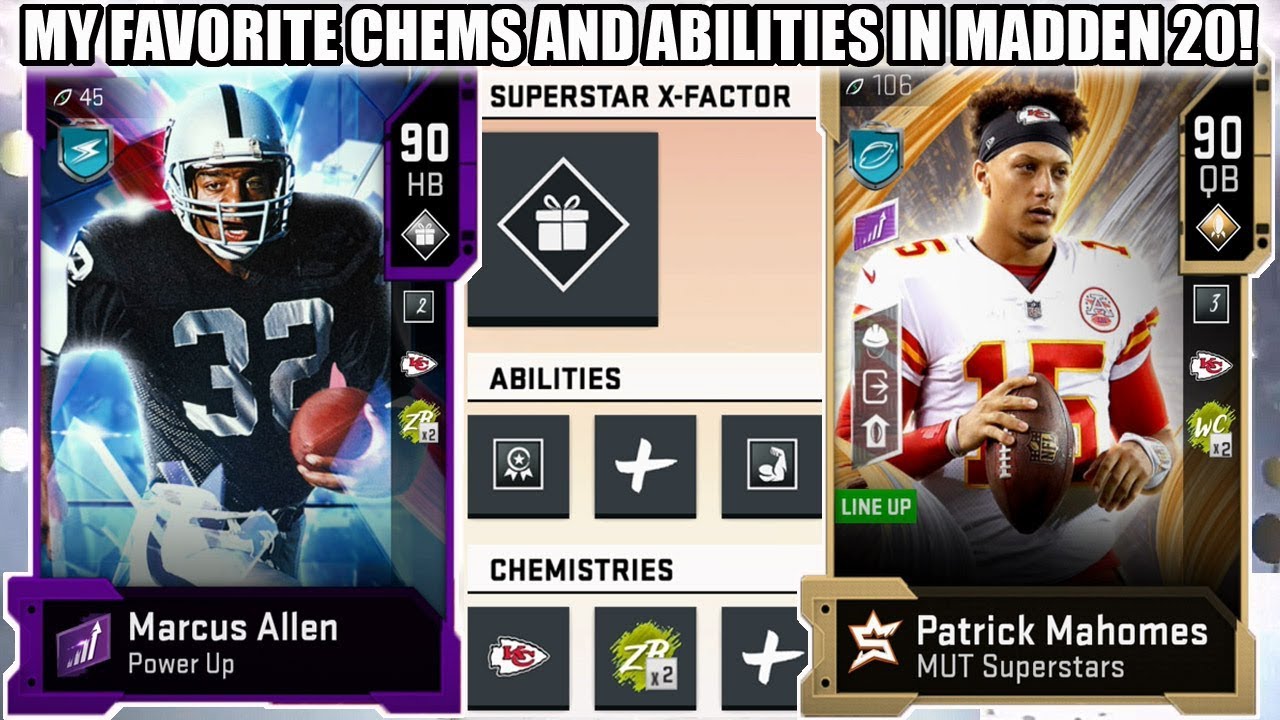 MY FAVORITE CHEMS AND ABILITIES TO RUN IN MADDEN 20! | MADDEN 20 ULTIMATE TEAM