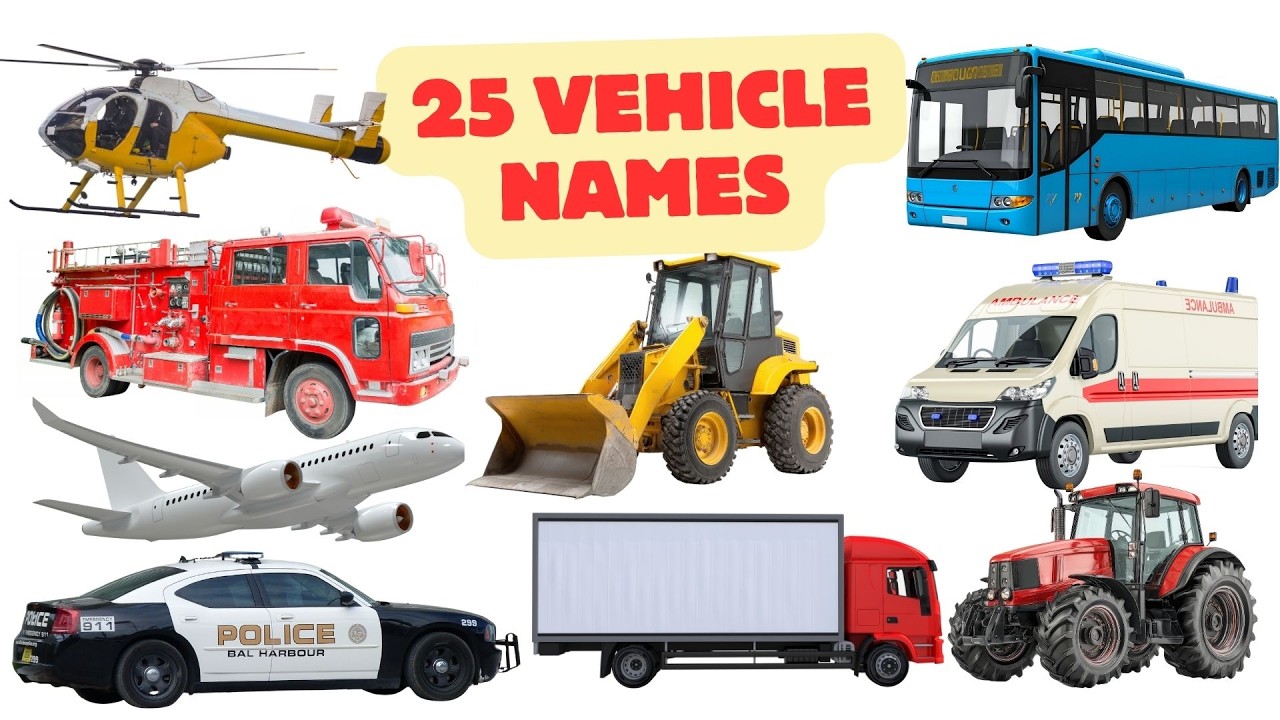 25 Real Vehicle Sounds for Kids | Learn Vehicle Names