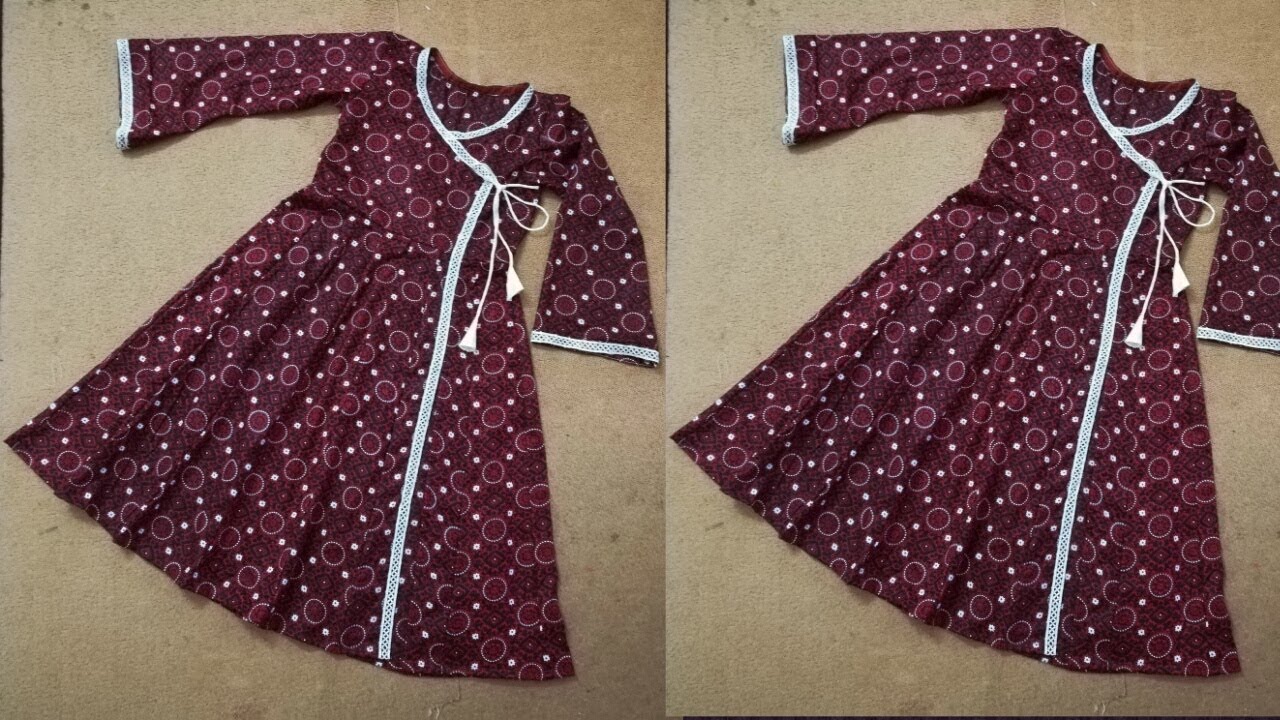 Angrakha kalidar frock style kurti with side slit || using only a shirt piece