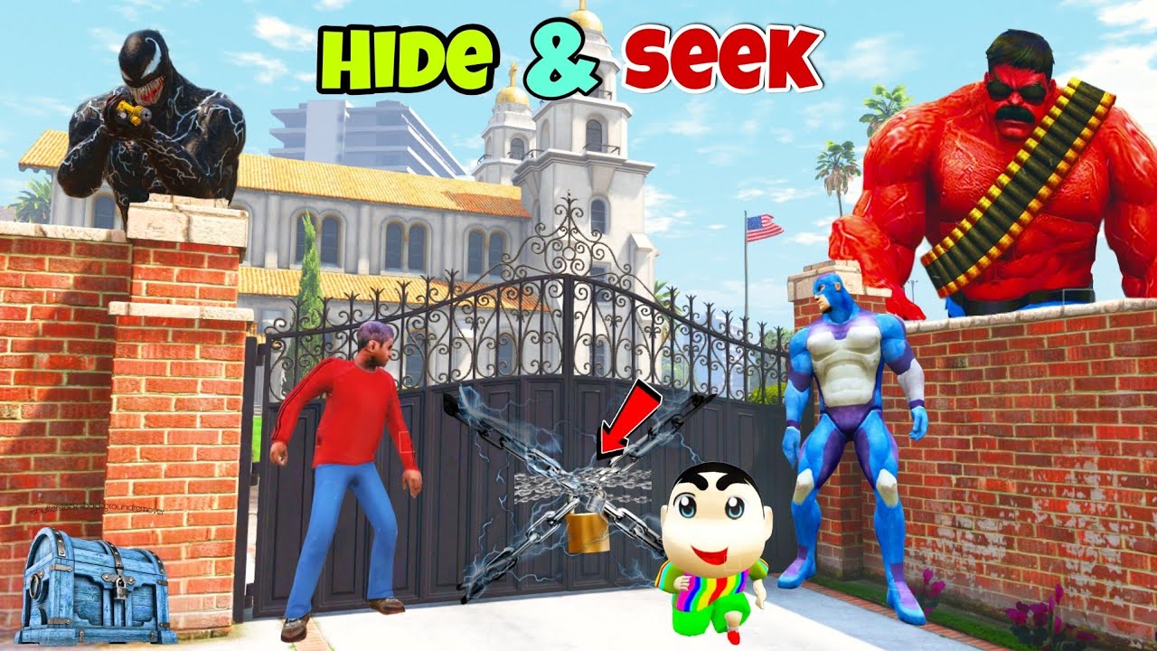 Dengerous Hide And Seek Rope Hero Tipson And Shinchan | Rope Hero Vice Town | Gta 5|@BLACKSPIDERA