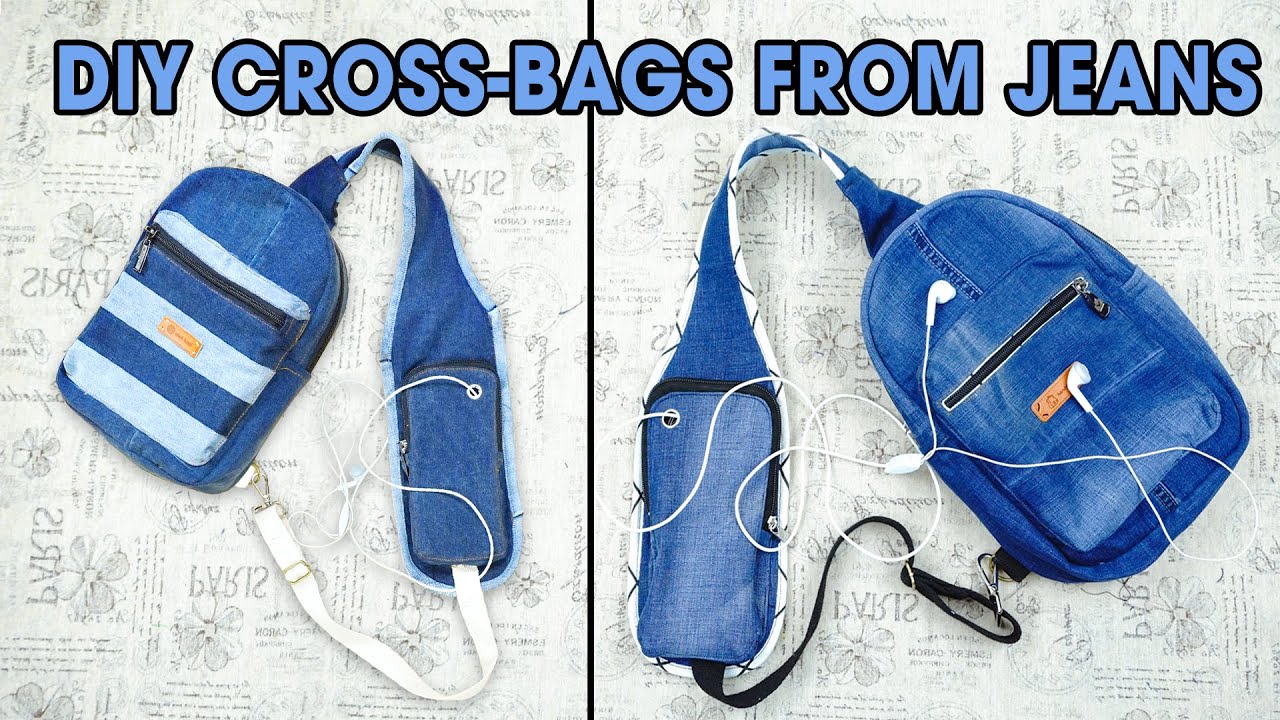 DIY Two nicest models of Self-made Cross-body Bags from Old Jeans in 2021