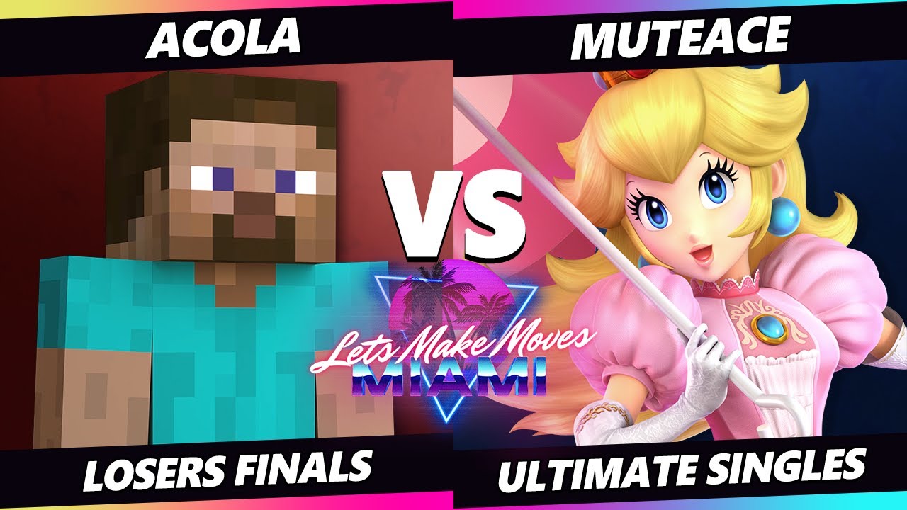 Let's Make Moves Miami Losers Finals - MuteAce (Peach) Vs. acola (Steve) SSBU Ultimate Tournament