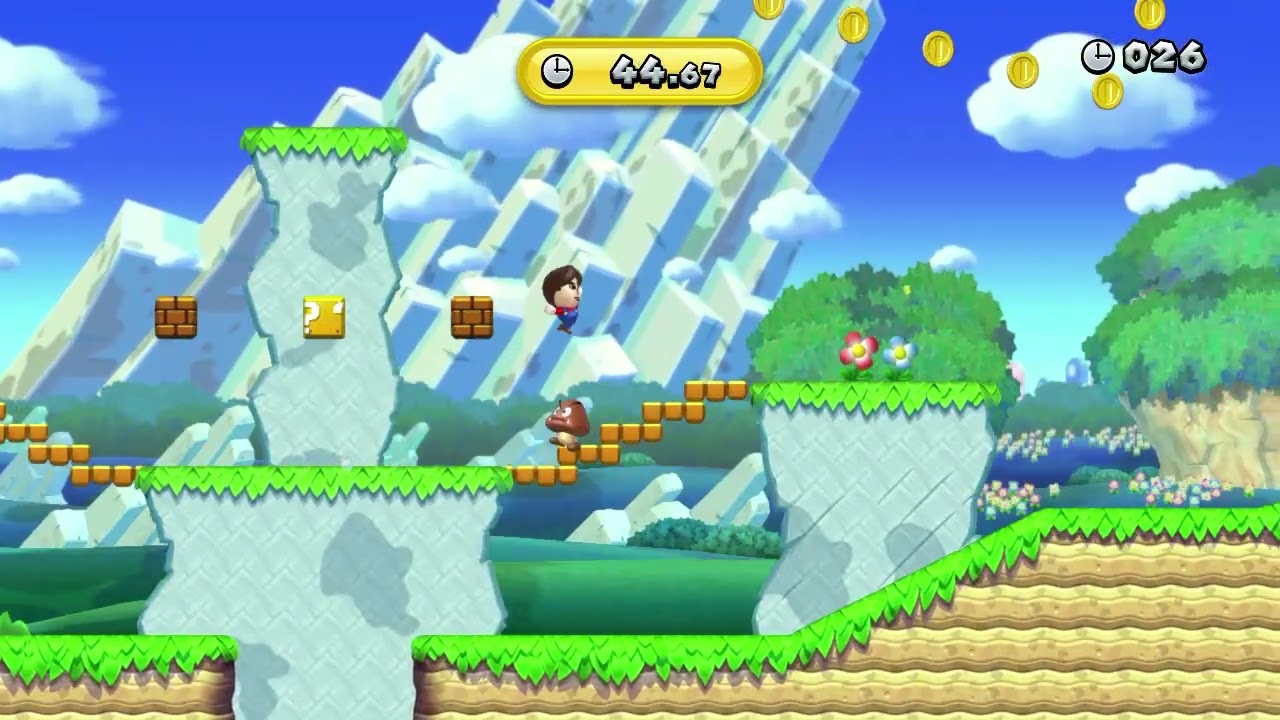New Super Mario Bros U Deluxe Mii Challenges Acorn plains speed run 60.66