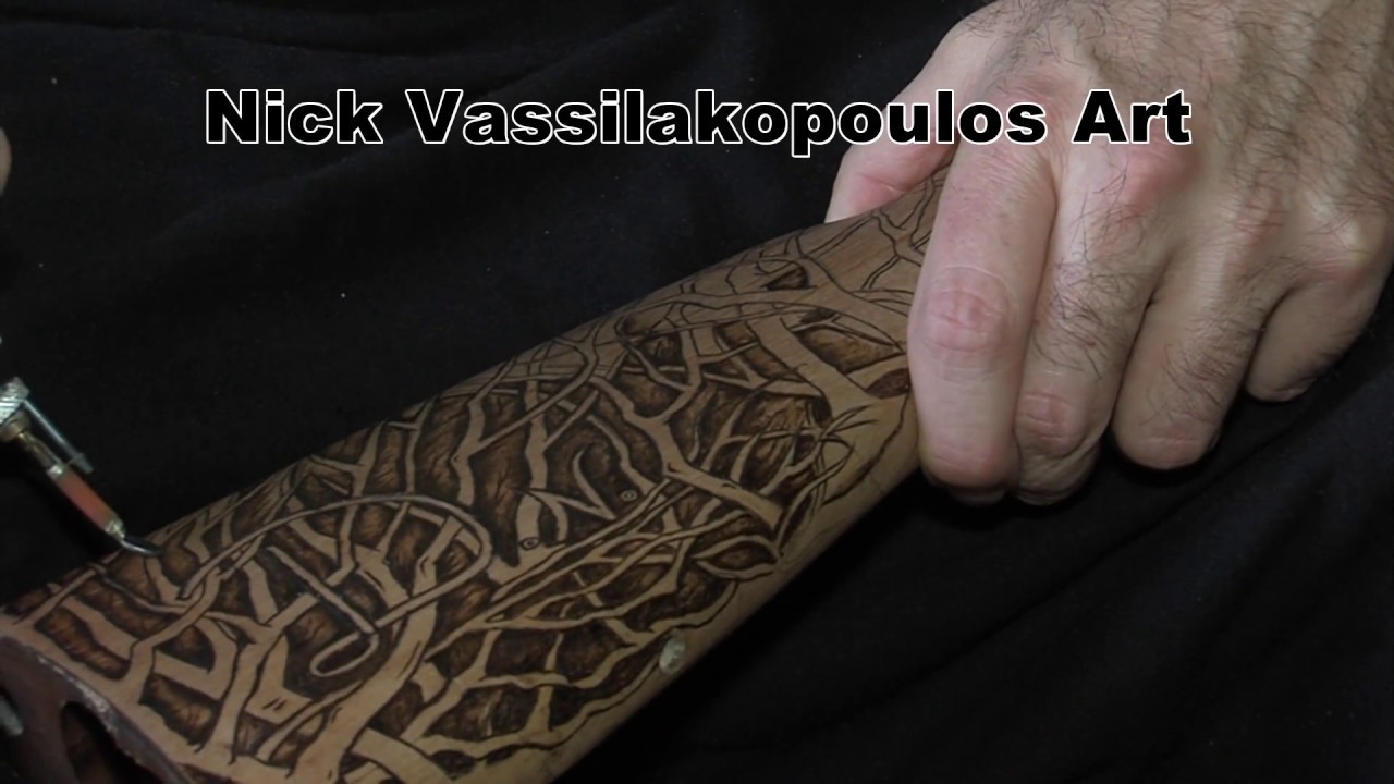 Gun stock pyrography Nick Vassilakopoulos Art 3