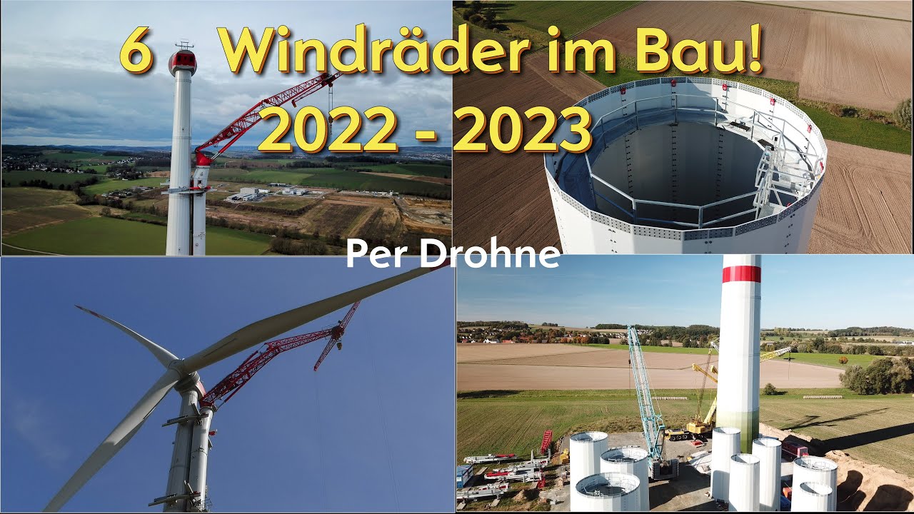 Bau von 6 Enercon-Windrädern per Drohne verfolgt❗