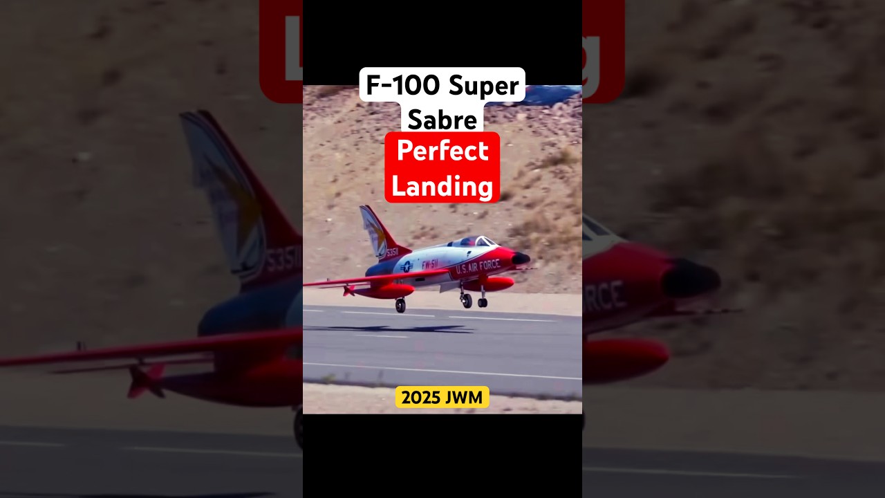 Perfect Landing - F-100 Super Sabre #rcwarbird #warbird #rcturbine #turbinejet #f100 #fighterjet