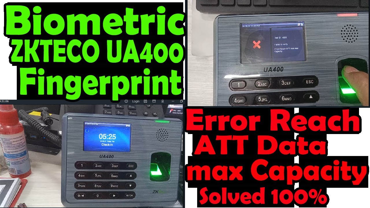 Biometric ZKTECO UA400 ( Error Reach ATT Data max capacity) Solved 100%