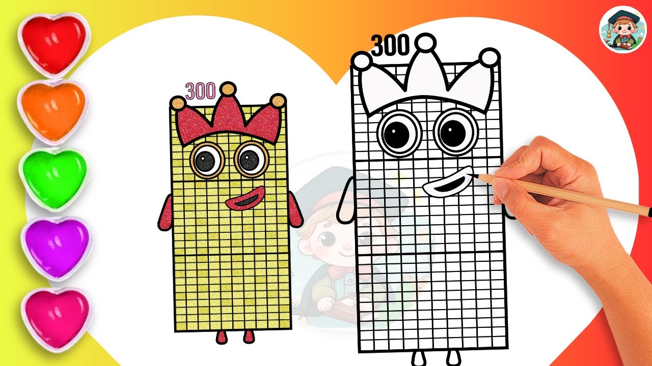 How To Draw Numberblock 300 Coloring🌈 - Learn to draw Numberblock 300 Coloring for kids