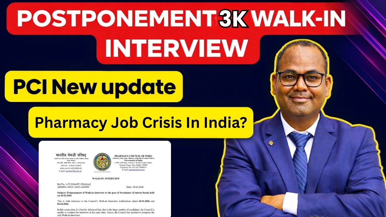 PCI Postponed Scrutinizer Walk-In Interview – Latest Update | Pharmacy Council of India Jobs