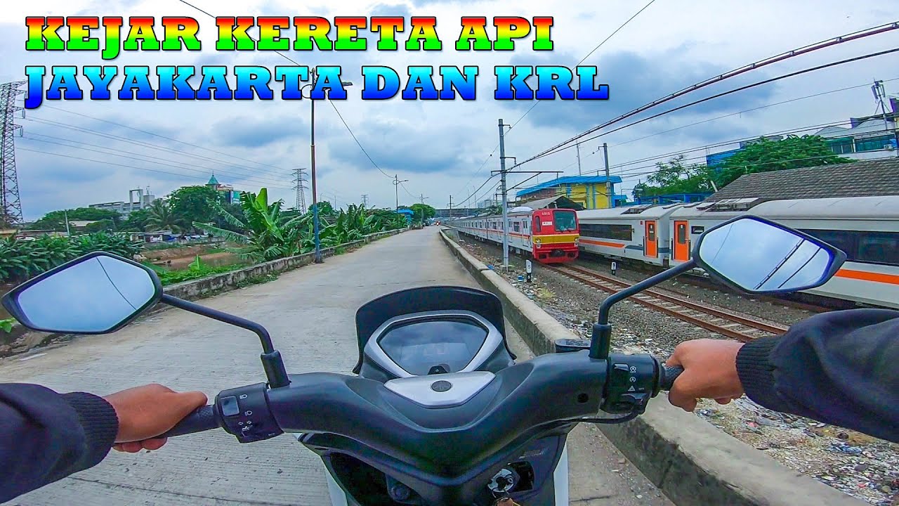 MOTORIDE SERU..!! Balapan Motor Vs KA Jayakarta Dan KRL JR 205 Menuju JPL 29A Jakarta