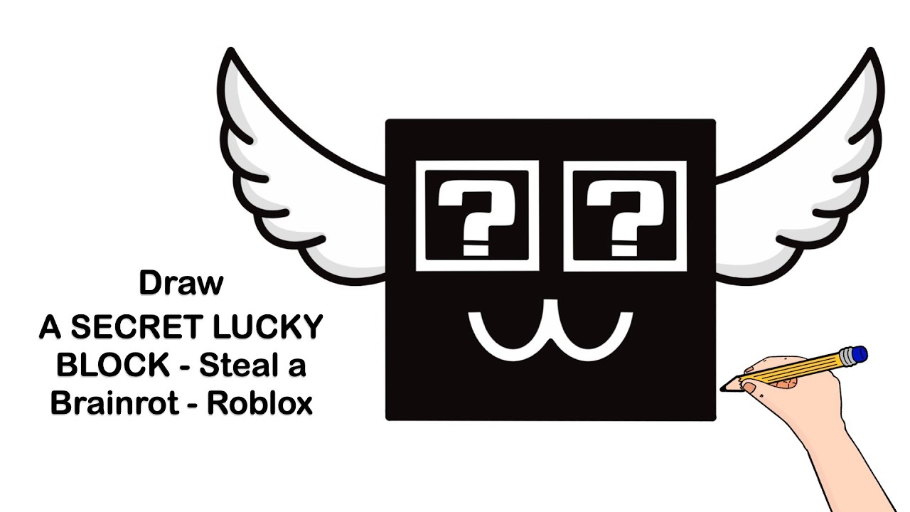 Draw a Secret Lucky Block 🖤 | Steal a Brainrot Roblox Drawing | Secret Lucky Block Drawing Roblox 😱