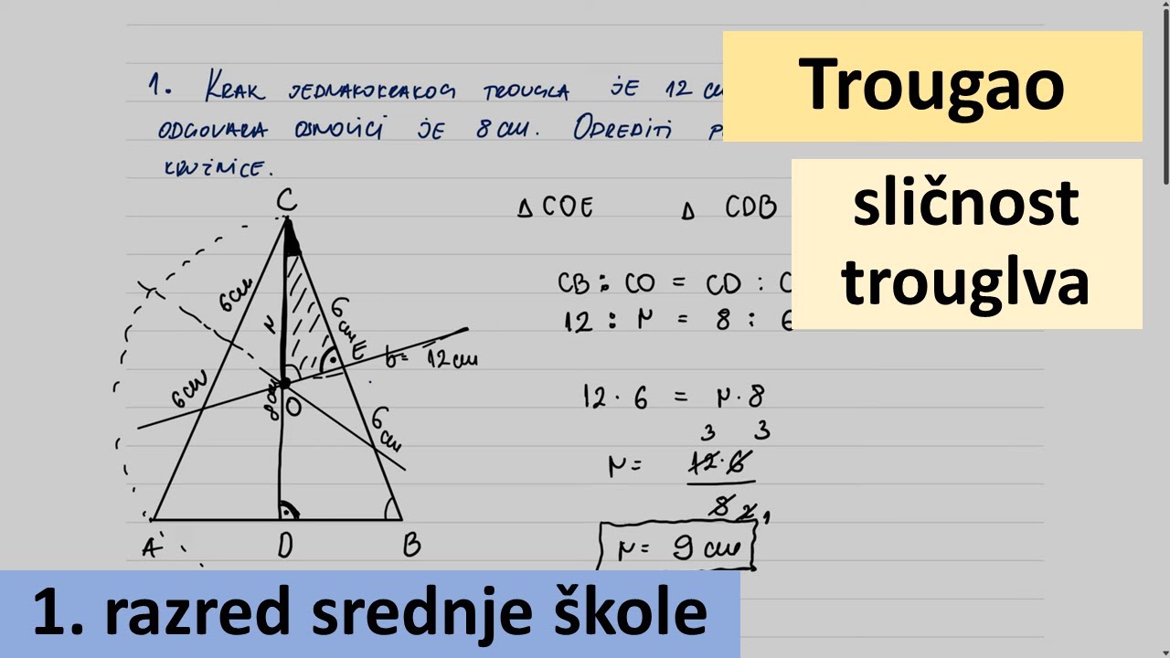 Trougao. Sličnost trouglova. Matematika za prvi razred srednje škole