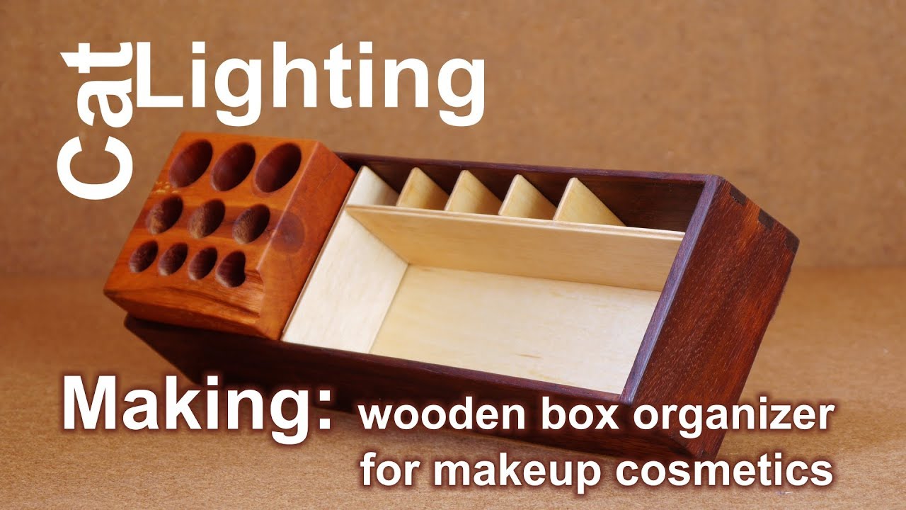 DIY box organizer for makeup cosmetics - making from scrap wood, plywood and firewood