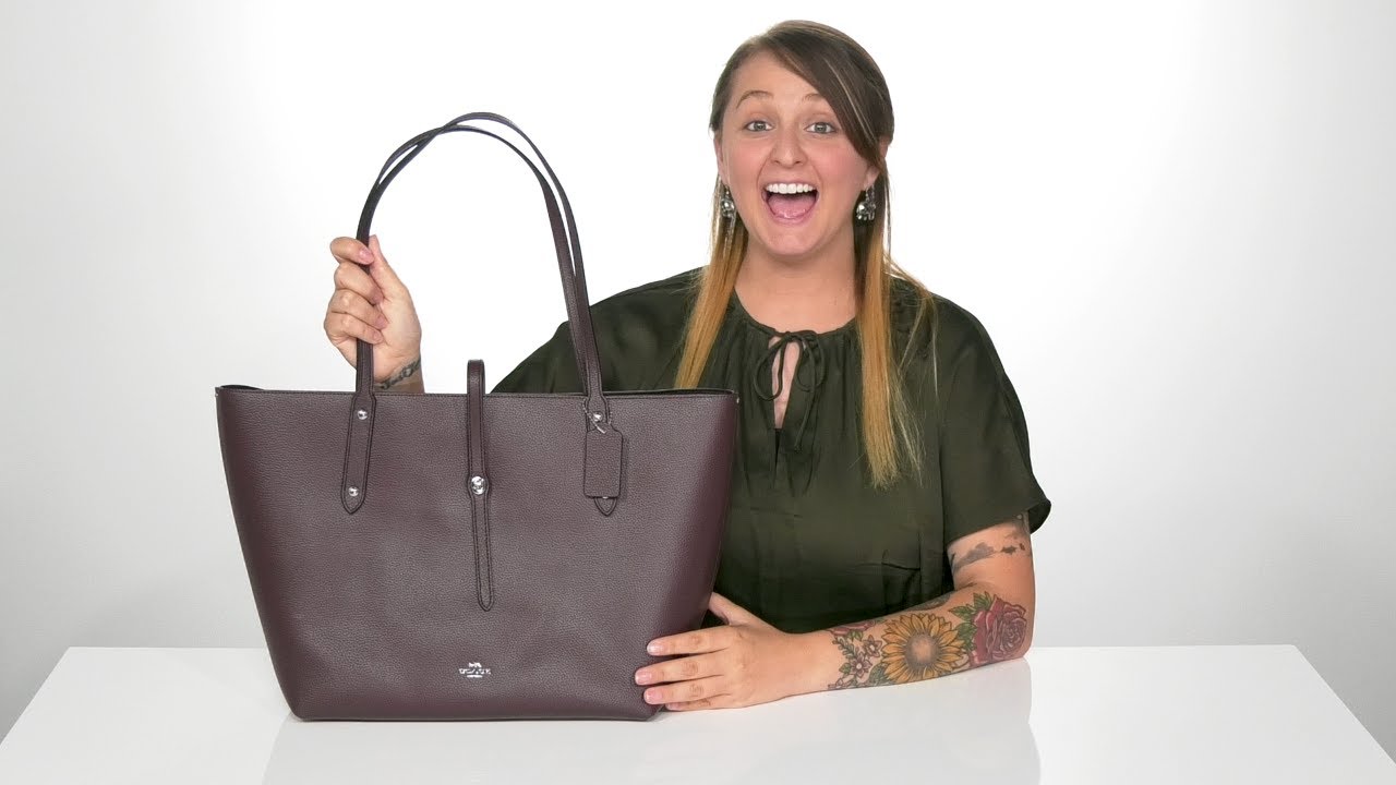 COACH Polished Pebble Leather Large Market Tote SKU: 9282339