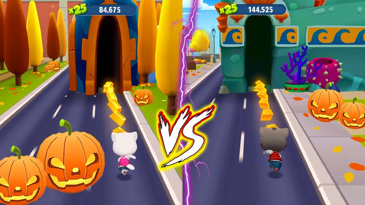 Talking Tom Gold Run 🎃 Хэллоуинский праздник ┃ Битва двух персонажей + Бой с боссом