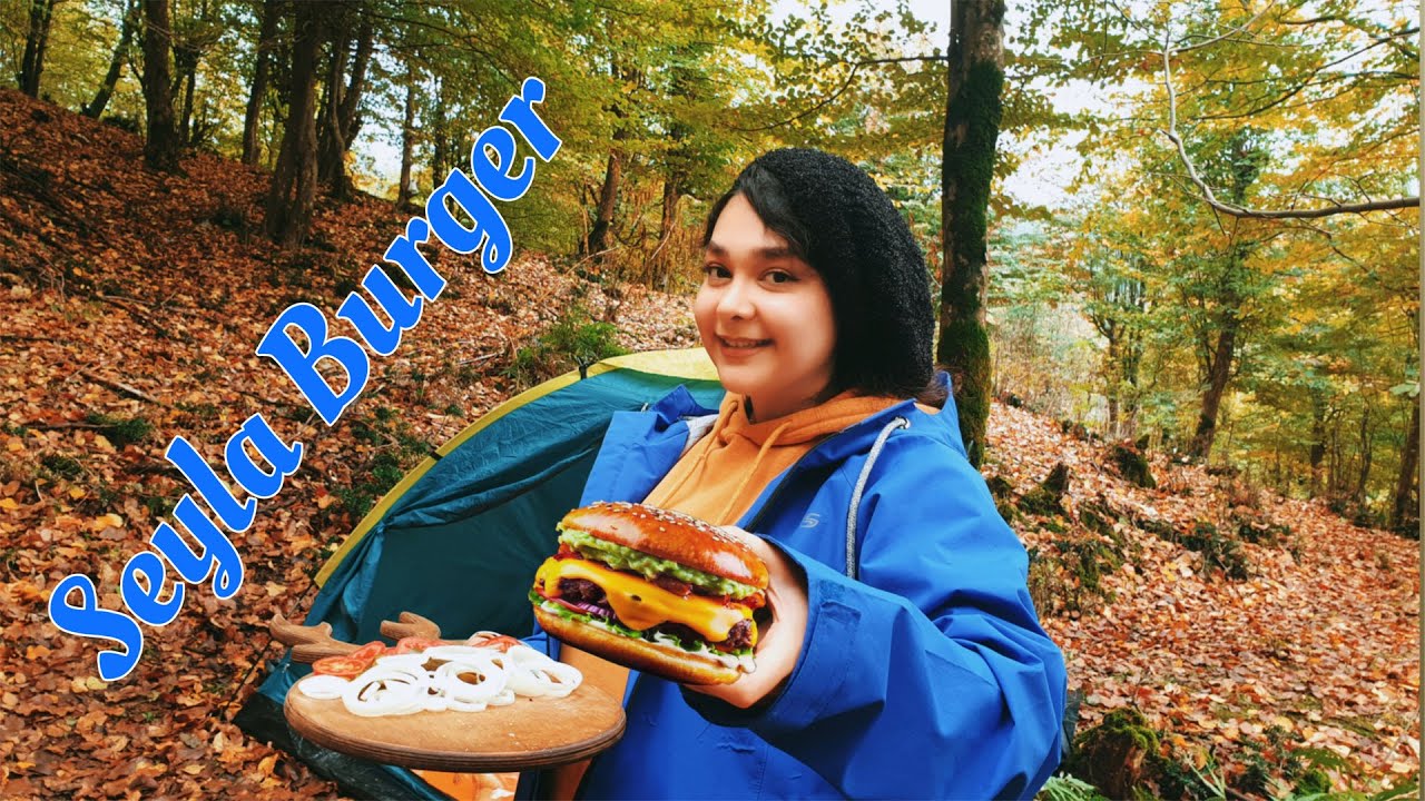 Solo Camping | Cooking Burger in the Wild | Delicious Burger Made in the Forest 