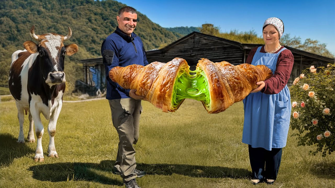 Cornetto Gigante al Pistacchio Preparato in Villaggio🥐