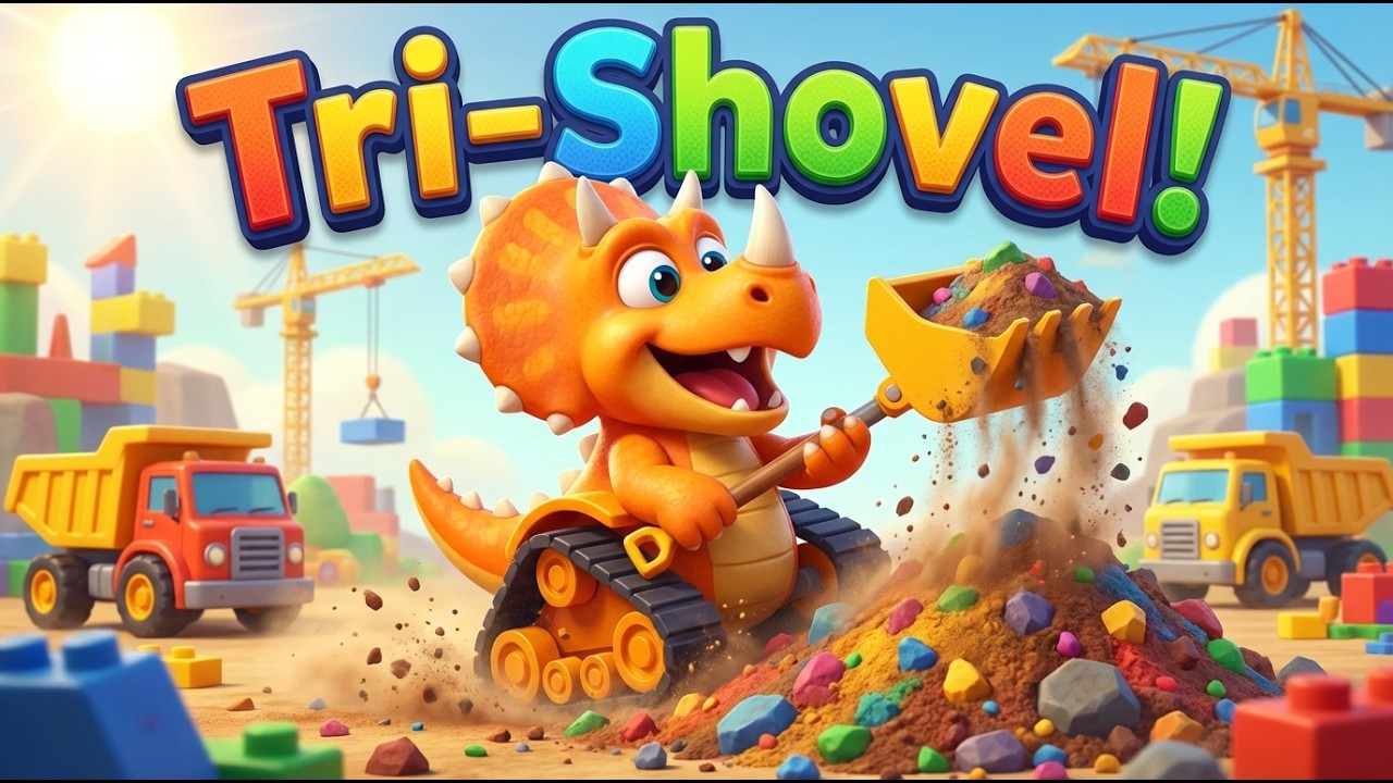 🦖🚜【Kids Song】Dig! Dig! Go! Tri-Shovel | Dinosaur & Excavator Song